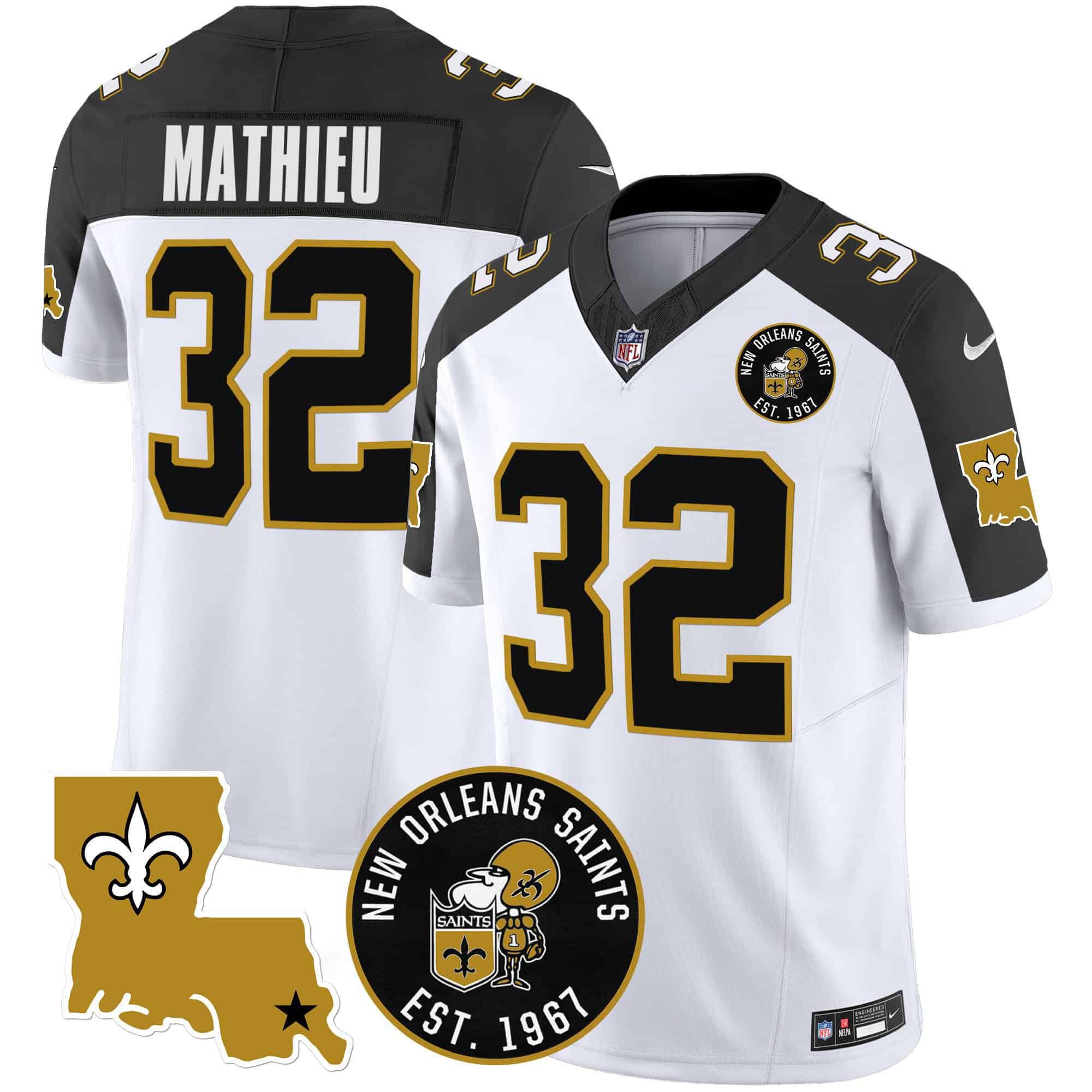 Men New Orleans Saints #32 Mathieu White 2024 Nike 1967 Patch Vapor Limited NFL Jersey style 1->indianapolis colts->NFL Jersey